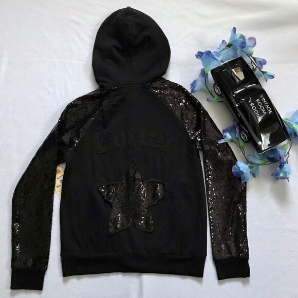 Butter NWT Full Zip Sequins Hoodie Girls L (12) - Picture 7 of 10